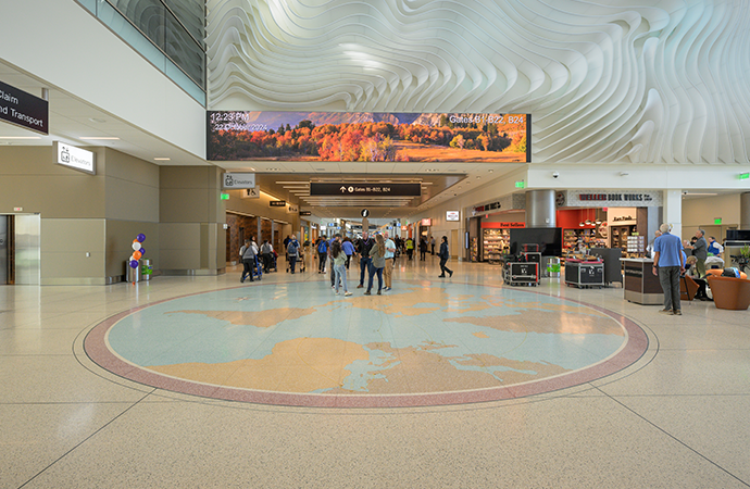 The World Map, a mural restored in the floor of SLC Airport.