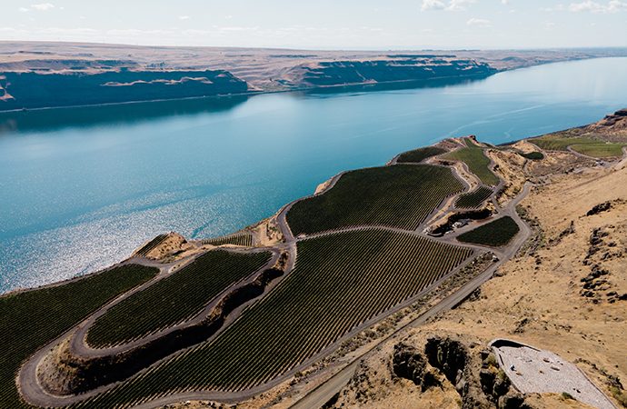 Aerial view of Quilceda Creek's Mach One Vineyard